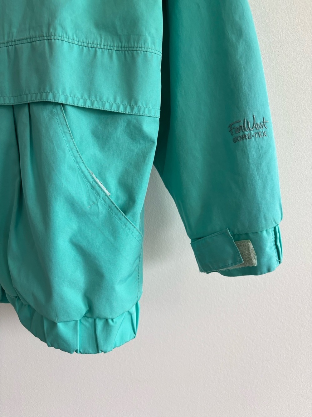 Vintage 90s FarWest Turquoise Lightweight Gore-Tex Windbreaker Rain Jacket - Picture 5 of 14